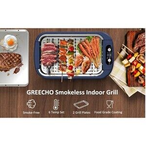 Greecho Smokeless Indoor Grill Model G-Sg01 1500 Watt Blue New-in-box!